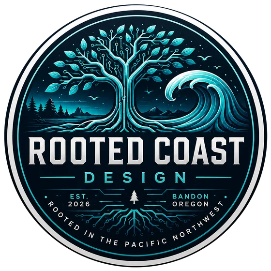 Rooted Coast Design round sticker example